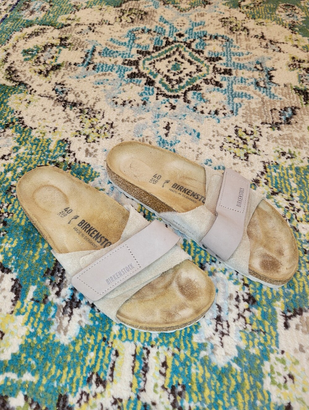 Birkenstock Oita Suede Leather Slip On Velcro Strap Sandals, Size EU 40 US 9-9.5